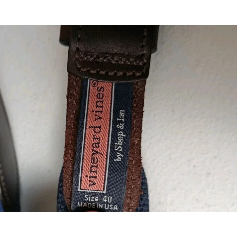 Manufacturers Golf Country Vineyard Vines LEATHER Ribbon Belt 40 Blue